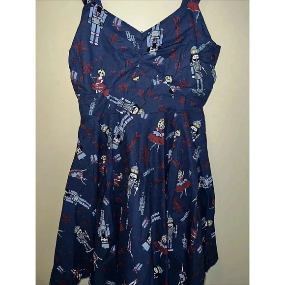 Modcloth Retro Nutcracker Dress Navy Blue Sleeveless "Pin Up" Pockets Small - Picture 2 of 4